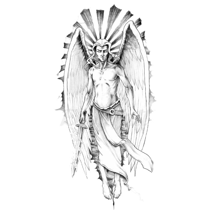 Archangel with Sword Temporary Tattoo